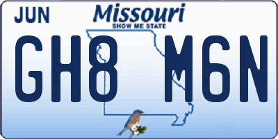 MO license plate GH8M6N