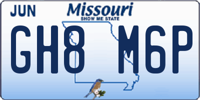 MO license plate GH8M6P