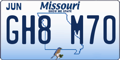 MO license plate GH8M7O