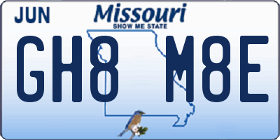 MO license plate GH8M8E