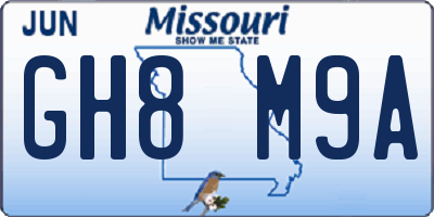 MO license plate GH8M9A