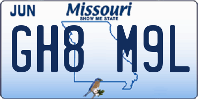 MO license plate GH8M9L