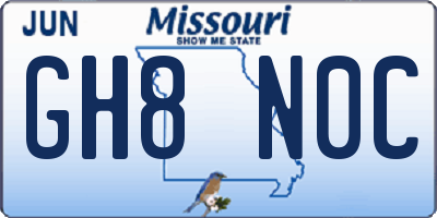 MO license plate GH8N0C