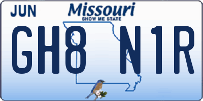 MO license plate GH8N1R