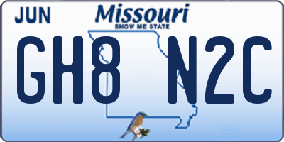 MO license plate GH8N2C