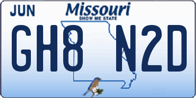 MO license plate GH8N2D