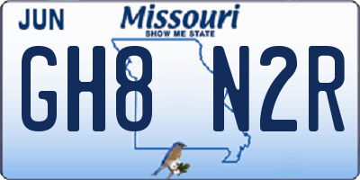 MO license plate GH8N2R