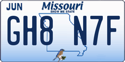 MO license plate GH8N7F