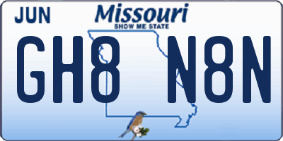 MO license plate GH8N8N