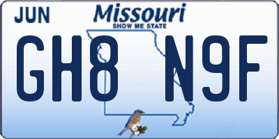 MO license plate GH8N9F