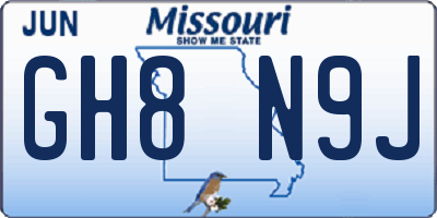 MO license plate GH8N9J
