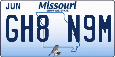 MO license plate GH8N9M