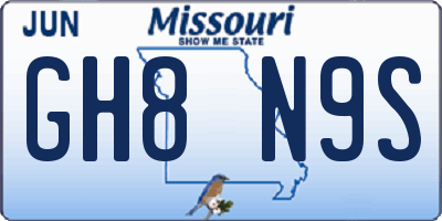 MO license plate GH8N9S