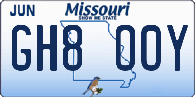 MO license plate GH8O0Y