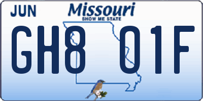 MO license plate GH8O1F