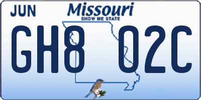 MO license plate GH8O2C