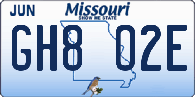 MO license plate GH8O2E