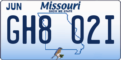 MO license plate GH8O2I