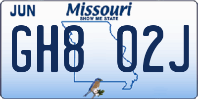 MO license plate GH8O2J