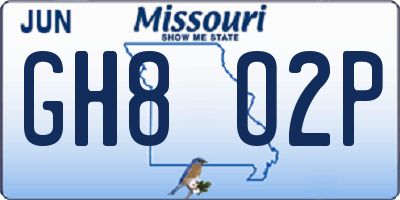 MO license plate GH8O2P