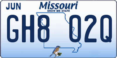 MO license plate GH8O2Q