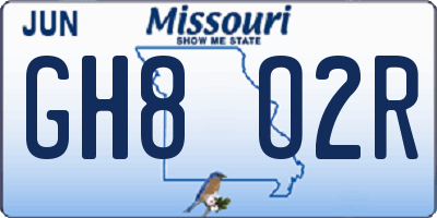 MO license plate GH8O2R