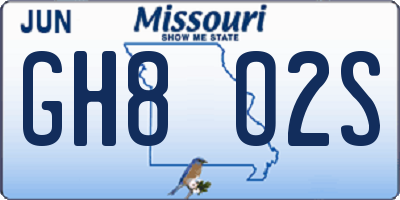 MO license plate GH8O2S