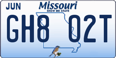 MO license plate GH8O2T