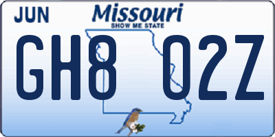 MO license plate GH8O2Z