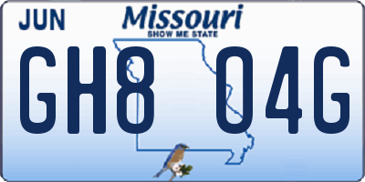 MO license plate GH8O4G