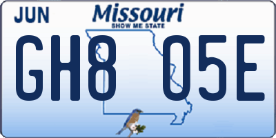 MO license plate GH8O5E
