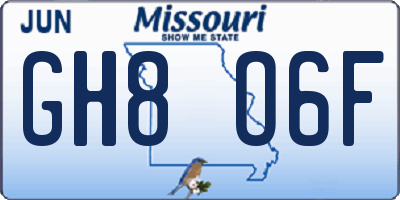 MO license plate GH8O6F
