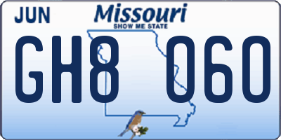 MO license plate GH8O6O