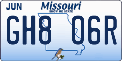 MO license plate GH8O6R