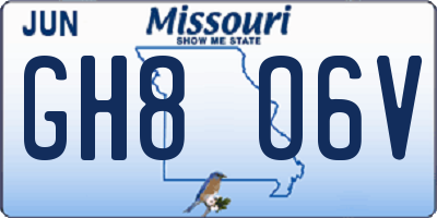 MO license plate GH8O6V