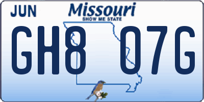 MO license plate GH8O7G