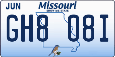 MO license plate GH8O8I