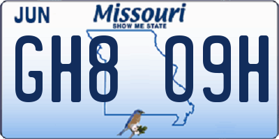 MO license plate GH8O9H