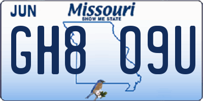 MO license plate GH8O9U