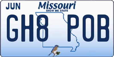 MO license plate GH8P0B