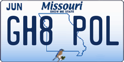 MO license plate GH8P0L