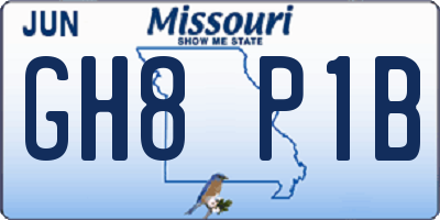 MO license plate GH8P1B