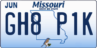 MO license plate GH8P1K