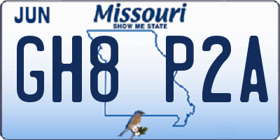 MO license plate GH8P2A