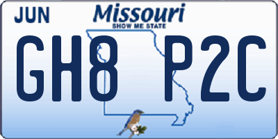 MO license plate GH8P2C