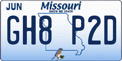 MO license plate GH8P2D