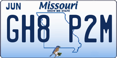 MO license plate GH8P2M