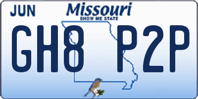 MO license plate GH8P2P