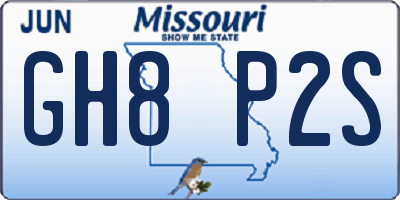 MO license plate GH8P2S