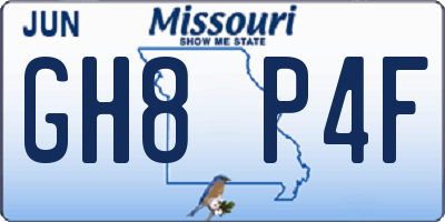 MO license plate GH8P4F